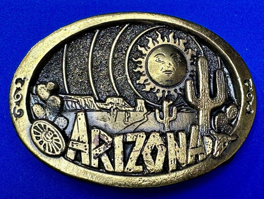 Arizona State Commemorative Desert Scene 1980 The Great American Belt Buckle Co