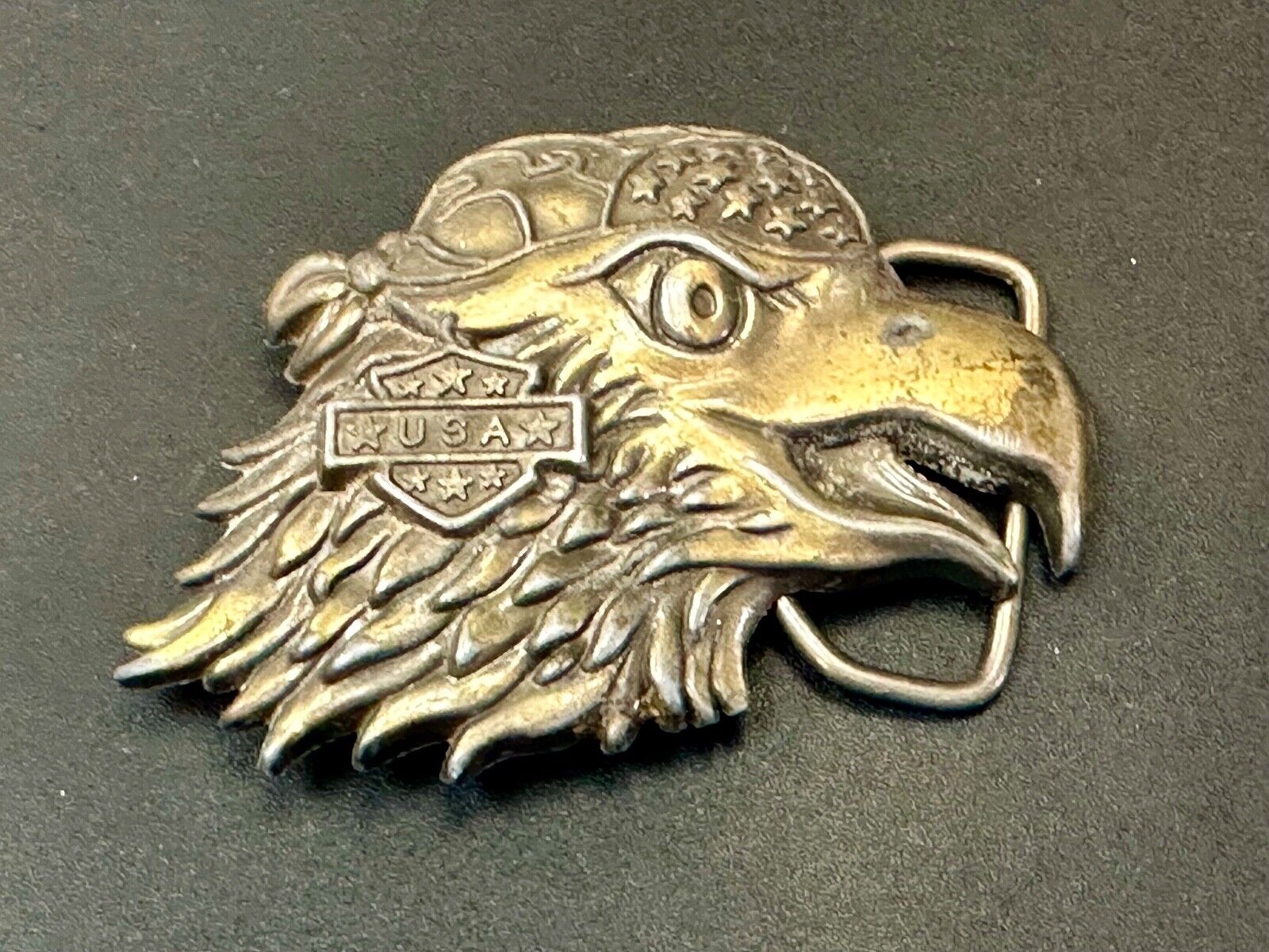 Bikers Eagle USA Motorcycle Rider figural cutout Head beak bandana belt buckle