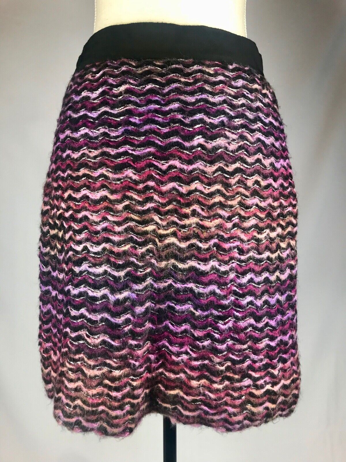 Anthropologie KNITTED & KNOTTED "Violet Vibrations" Sweater Skirt 8 Mohair Wool