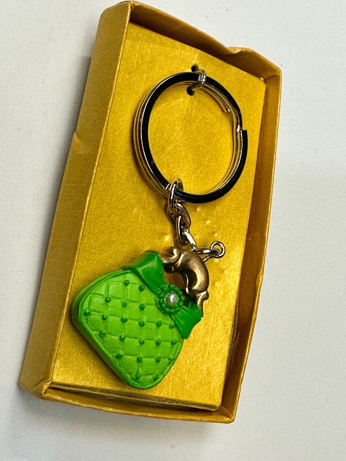 Adorable Green Purse Fashioncraft Keychain - Key Ring Chain  Item 6485