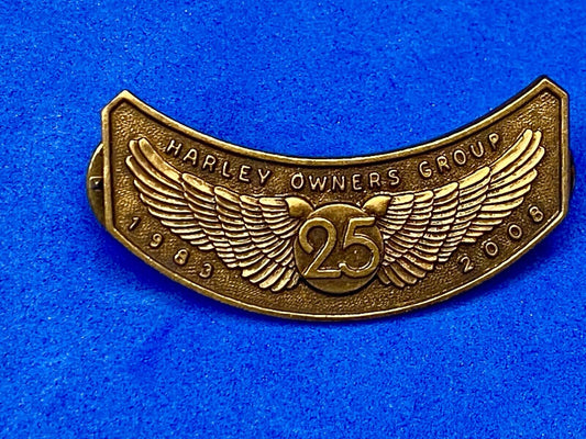 25 years! 2008 Harley Davidson HOG Harley Owners Group Motorcycle jacket Pin 