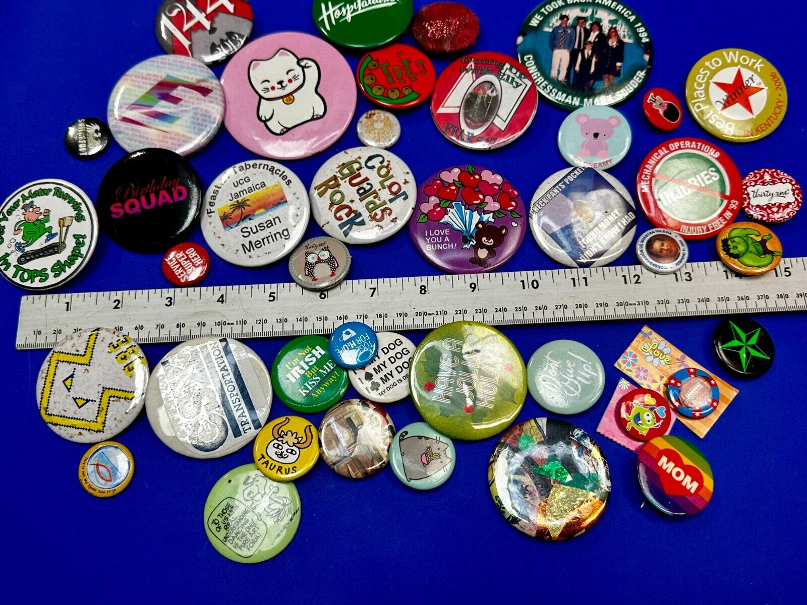 Around 40 Button's Pin's - Advertising Promo Pinbacks Grab Bag Resale Gifts!