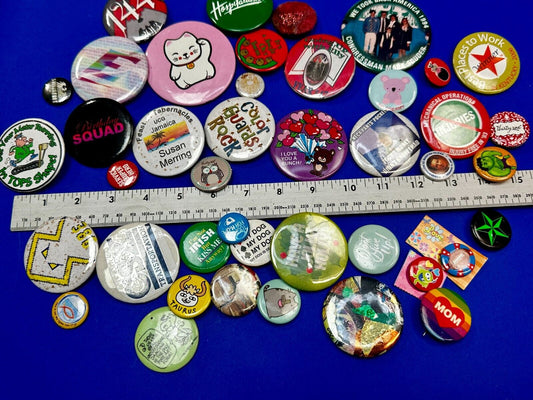 Around 40 Button's Pin's - Advertising Promo Pinbacks Grab Bag Resale Gifts!