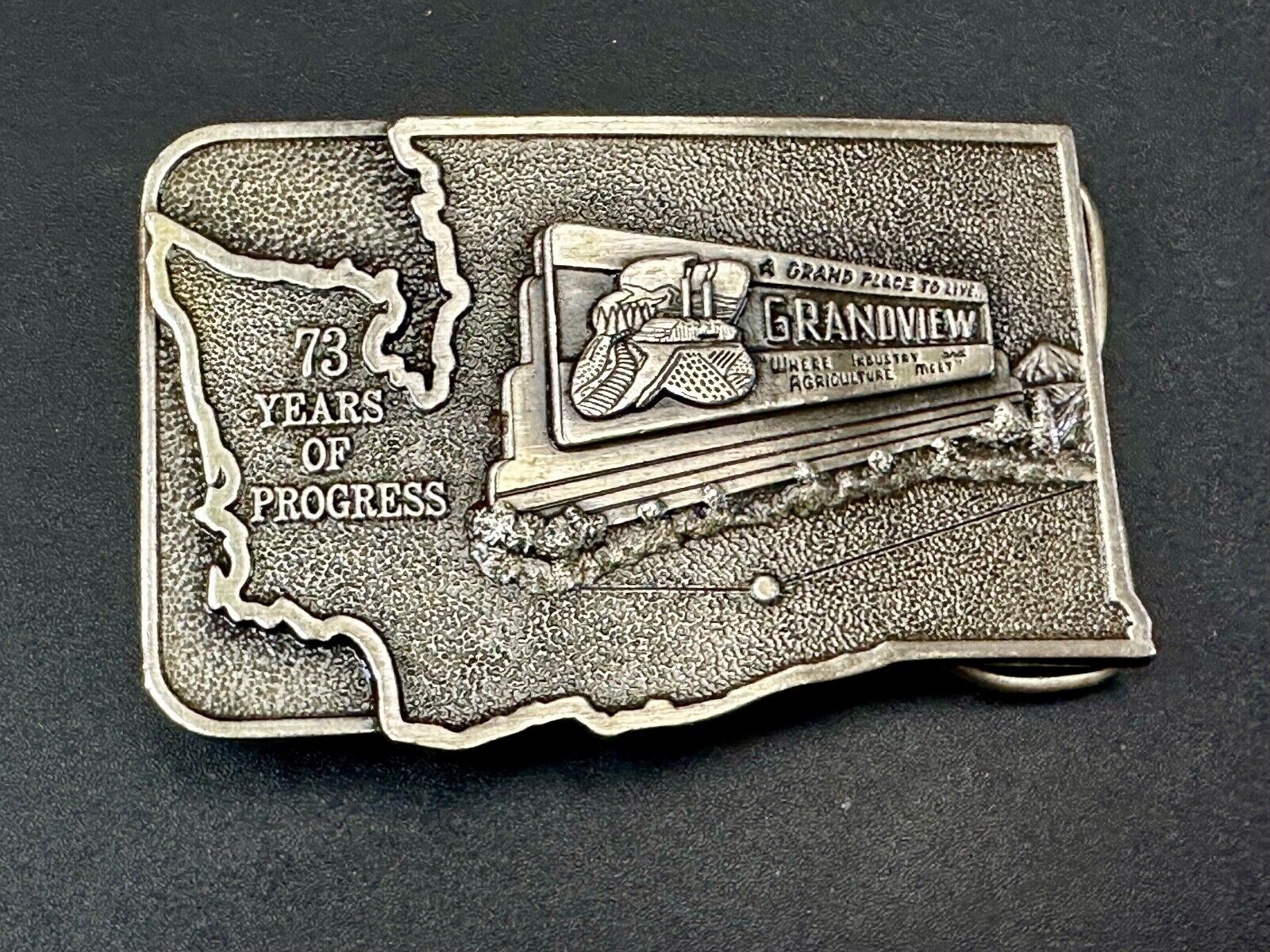 Vintage 1981  Grandview Oregon - A grand place to live - Lions Club belt buckle