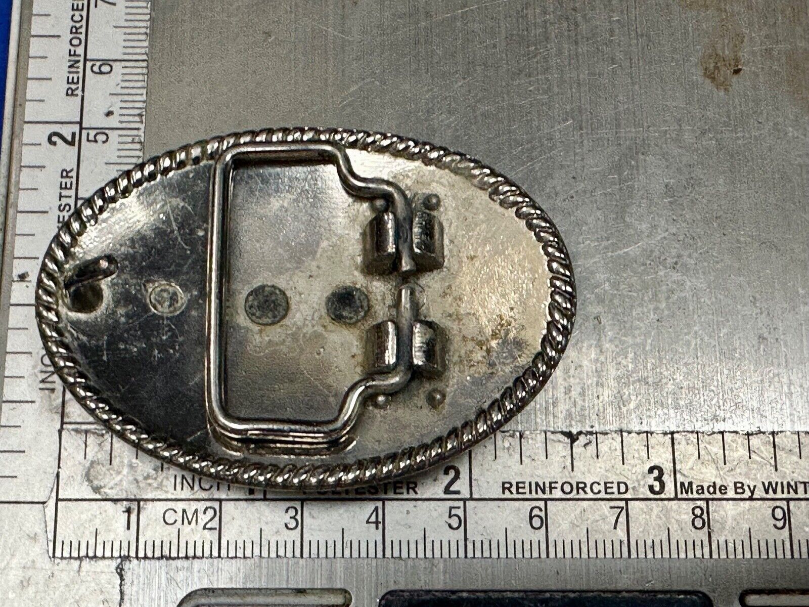 2.5" wide Two tone Vintage western rodeo cowboy belt buckle.