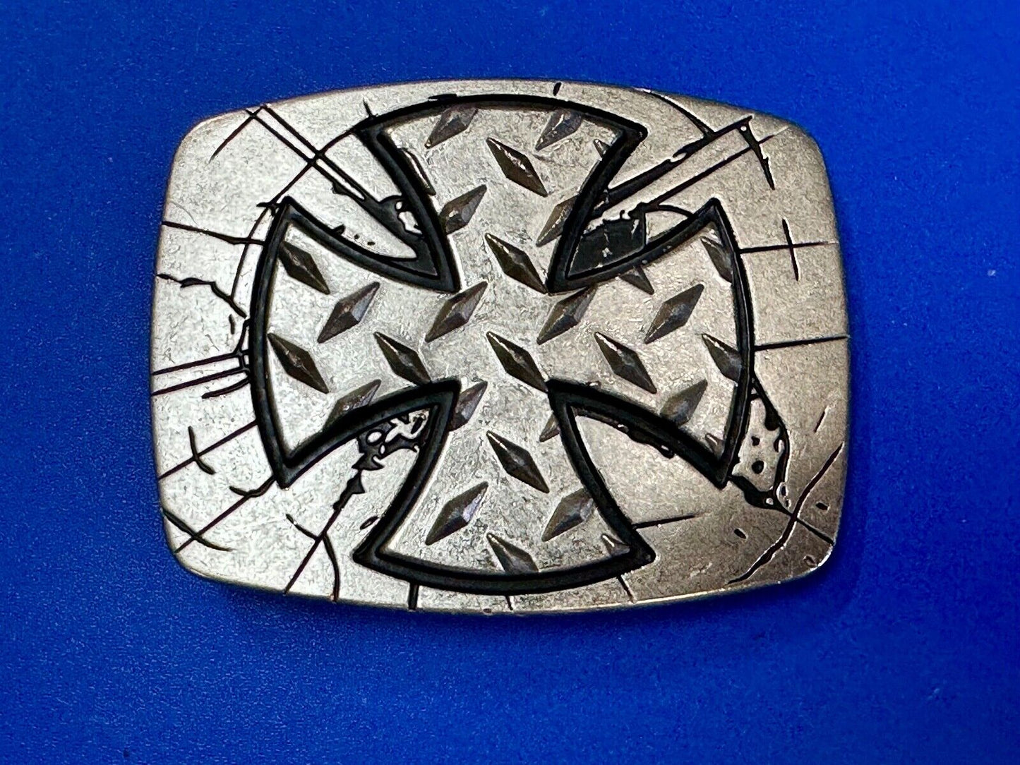 Unique Maltese Iron Cross silver & black color Chrome brand Belt Buckle
