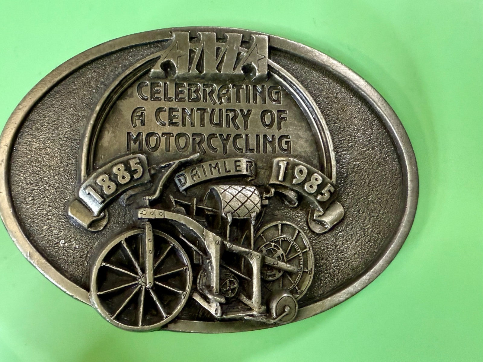 AMA American Motorcyclist Association A Century of Motorcycling Vtg. Belt Buckle