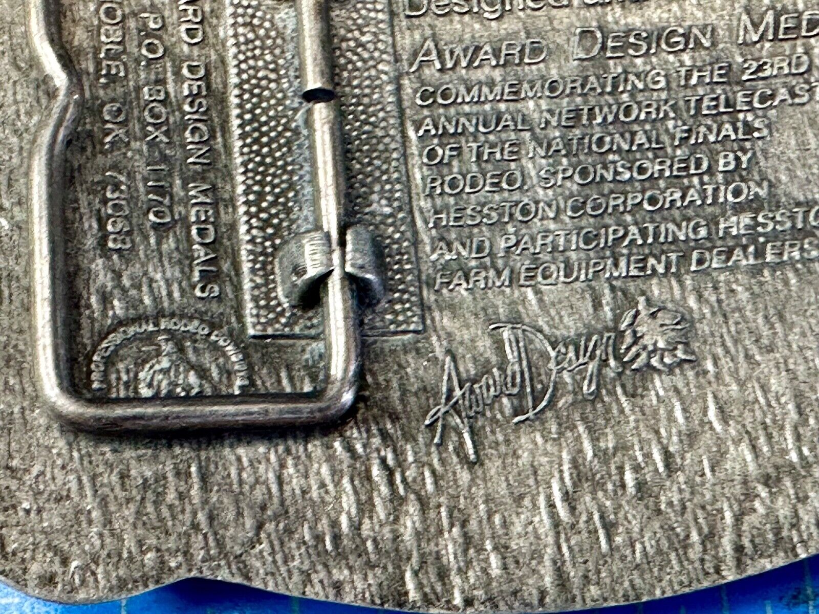 1996  NFR Rodeo Finals Steer Wrestling Cowboy Adult size belt buckle