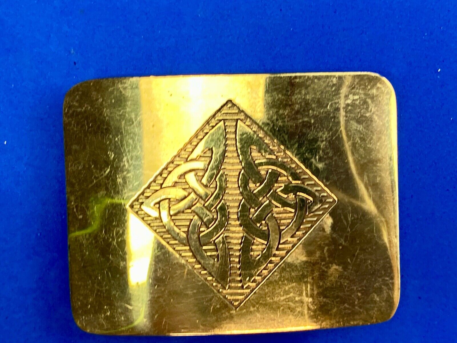 Antique Brass tone BOHO HIPPIE Ornate Lines Pattern Belt Buckle 