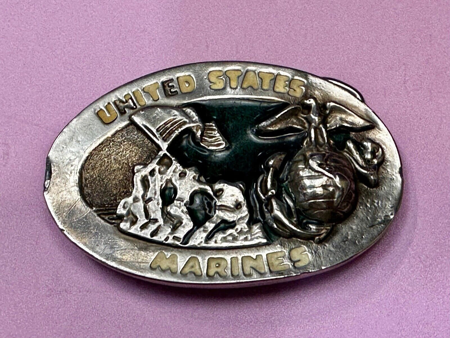 United States Marines Embalm Flag Raising Patriotic Belt Buckle