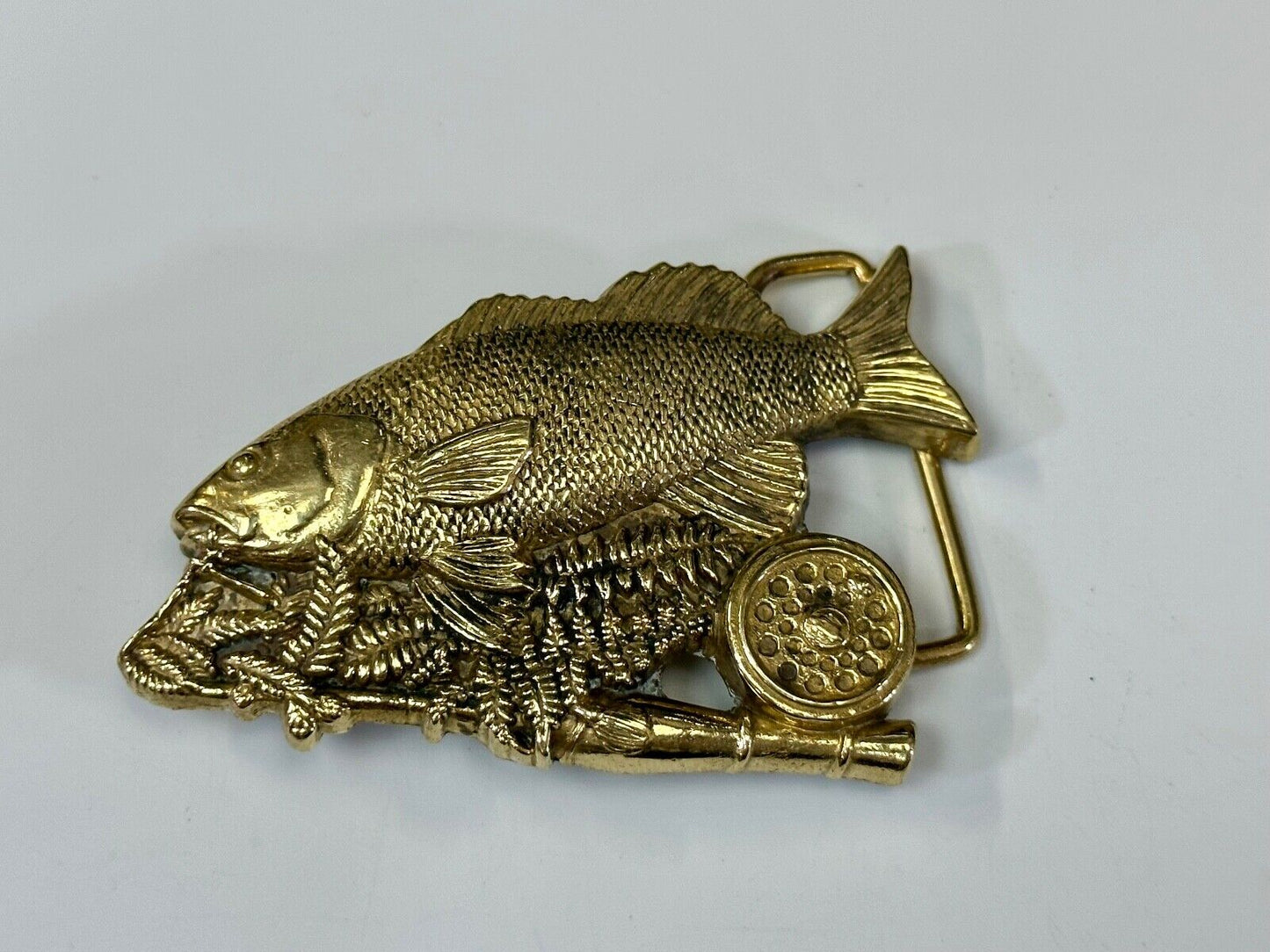 Trout Fishing Cutout sports fish vintage Baron Buckles solid brass belt buckle