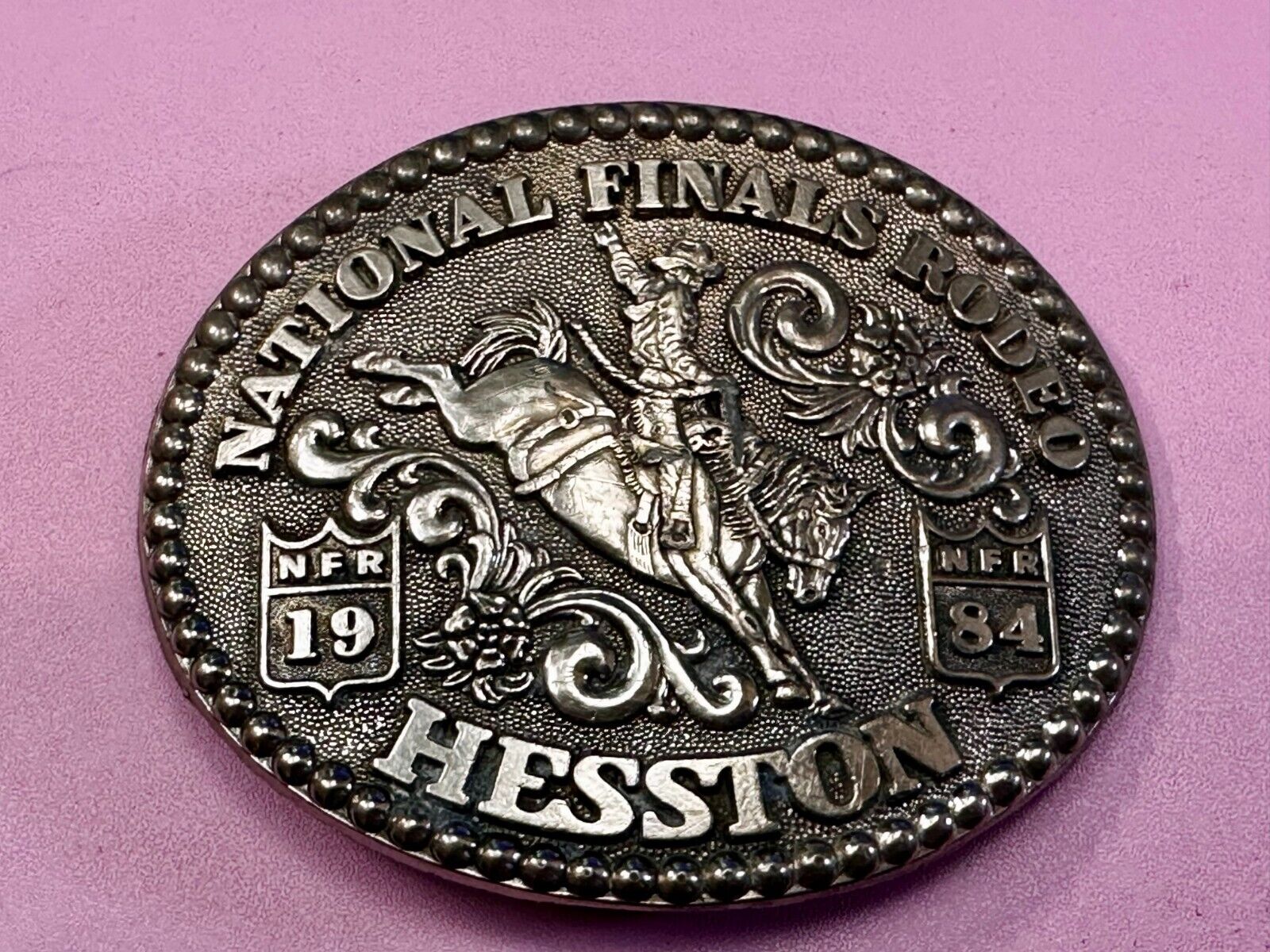 1984 Hesston NFR National Finals Rodeo Cowboys Western Commemorative Belt Buckle