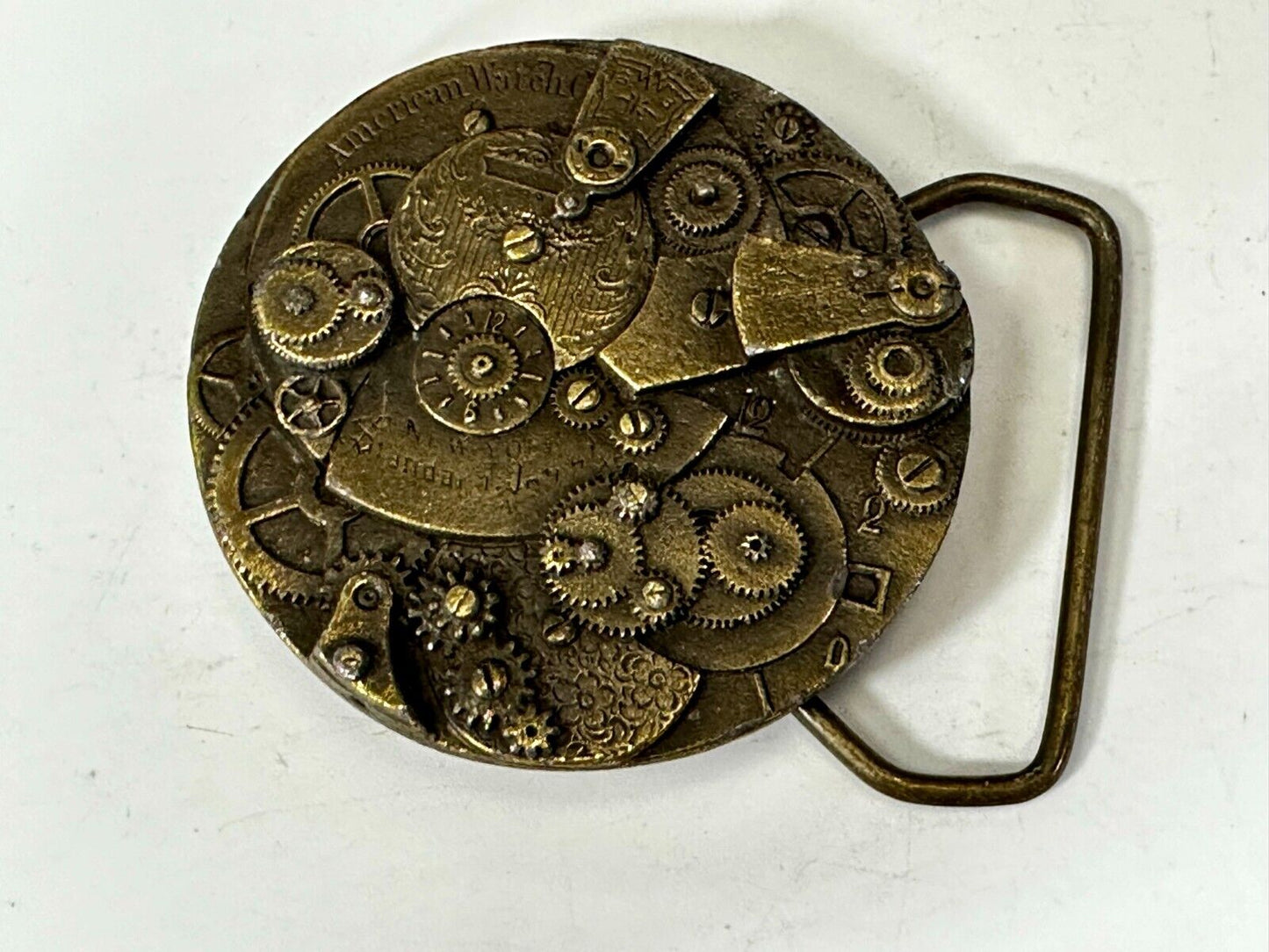American Watchmakers Watch Parts Steampunk Gears Clock Round Belt Buckle