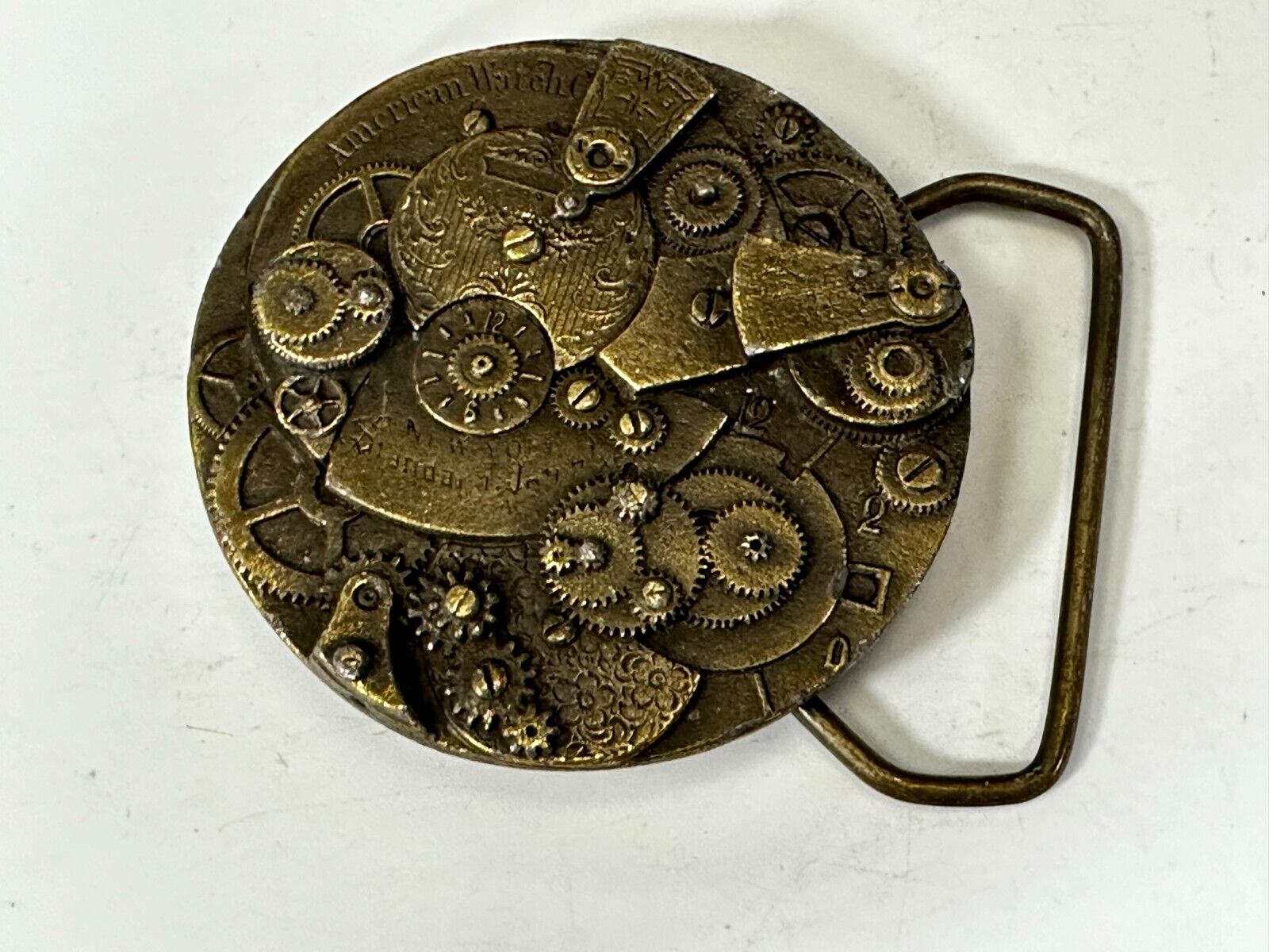 American Watchmakers Watch Parts Steampunk Gears Clock Round Belt Buckle