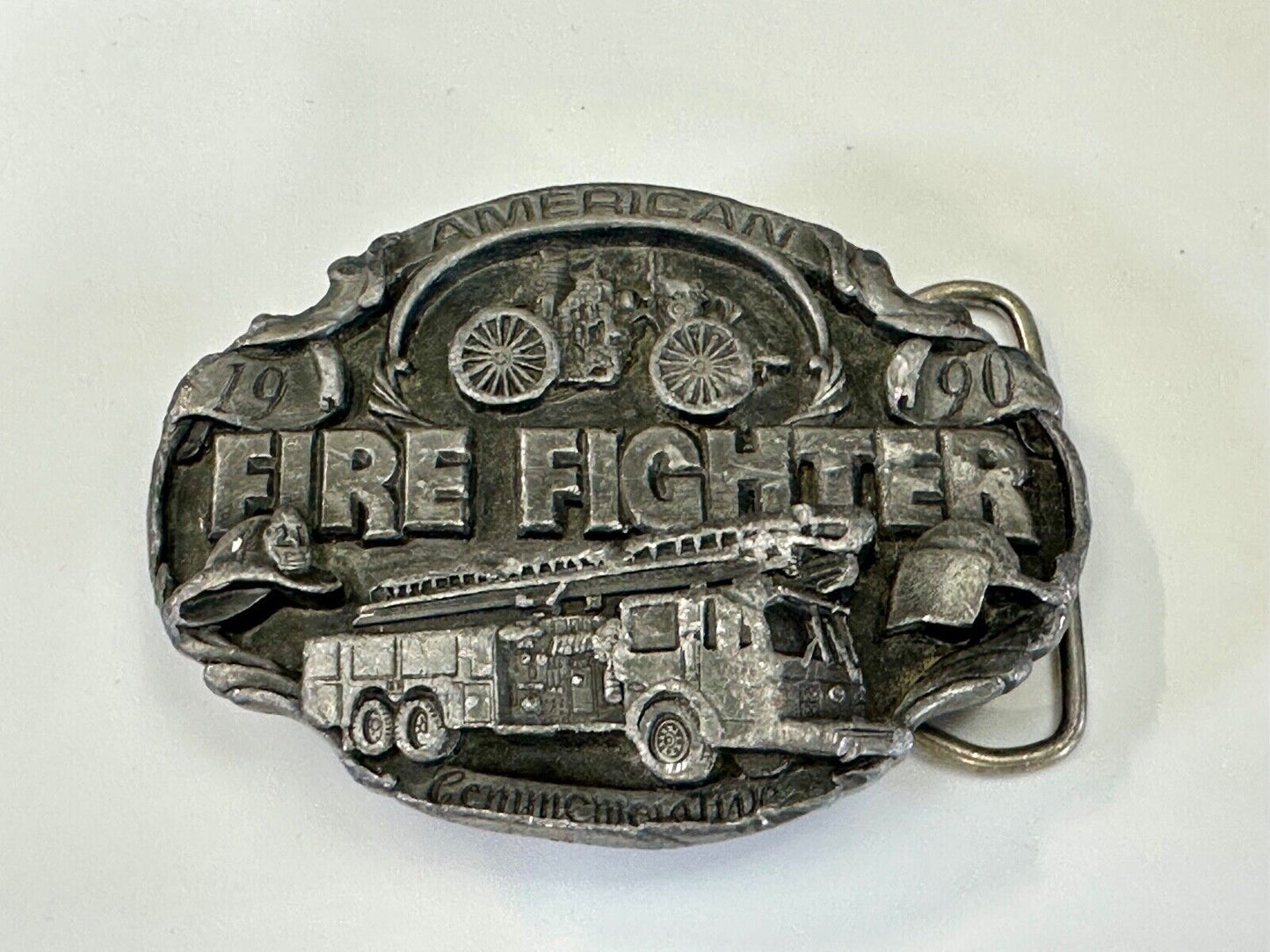 American Fire Fighter Commemorative Hook & Latter Arroyo Grande belt buckle