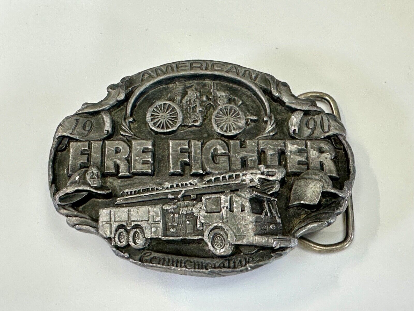 American Fire Fighter Commemorative Hook & Latter Arroyo Grande belt buckle
