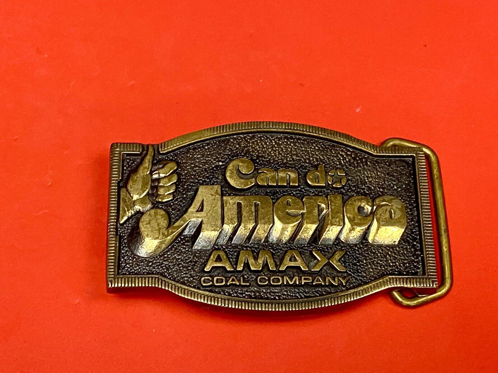 Amax Coal Surface Mining Miner Mine Can Do America Vintage Bts Belt Buckle