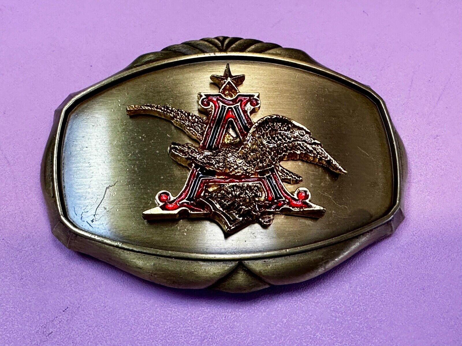 Anhesier Busch Beer Vintage 1970's Raintree western framed Belt Buckle