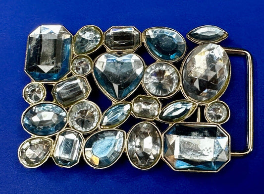 Unique Large Rhinestone's? Covering See Through Silver Tone Belt Buckle