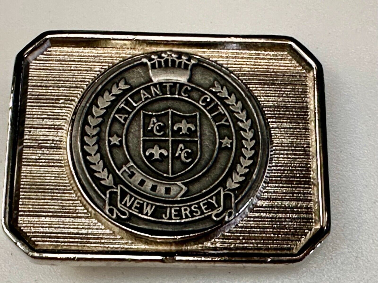 Atlantic City New Jersey State Seal Commemorative Belt Buckle Made in Usa