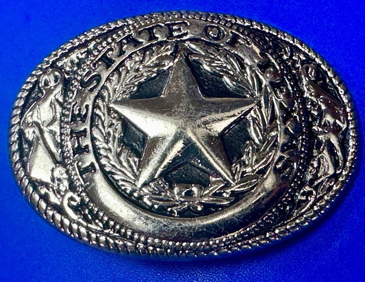 Texas Star & Flag - State Series vintage small gold tone belt buckle