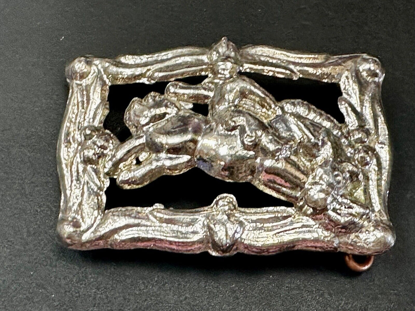 Unique silver tone Vintage Cowboy Saddle Bronc see through western belt buckle