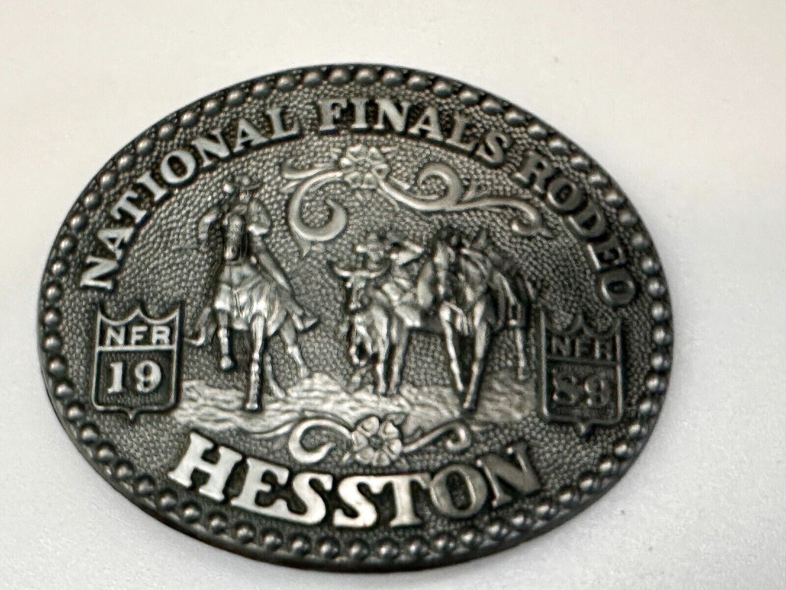 1989 ADM Hesston NFR National Finals Rodeo Cowboys Western Belt Buckle