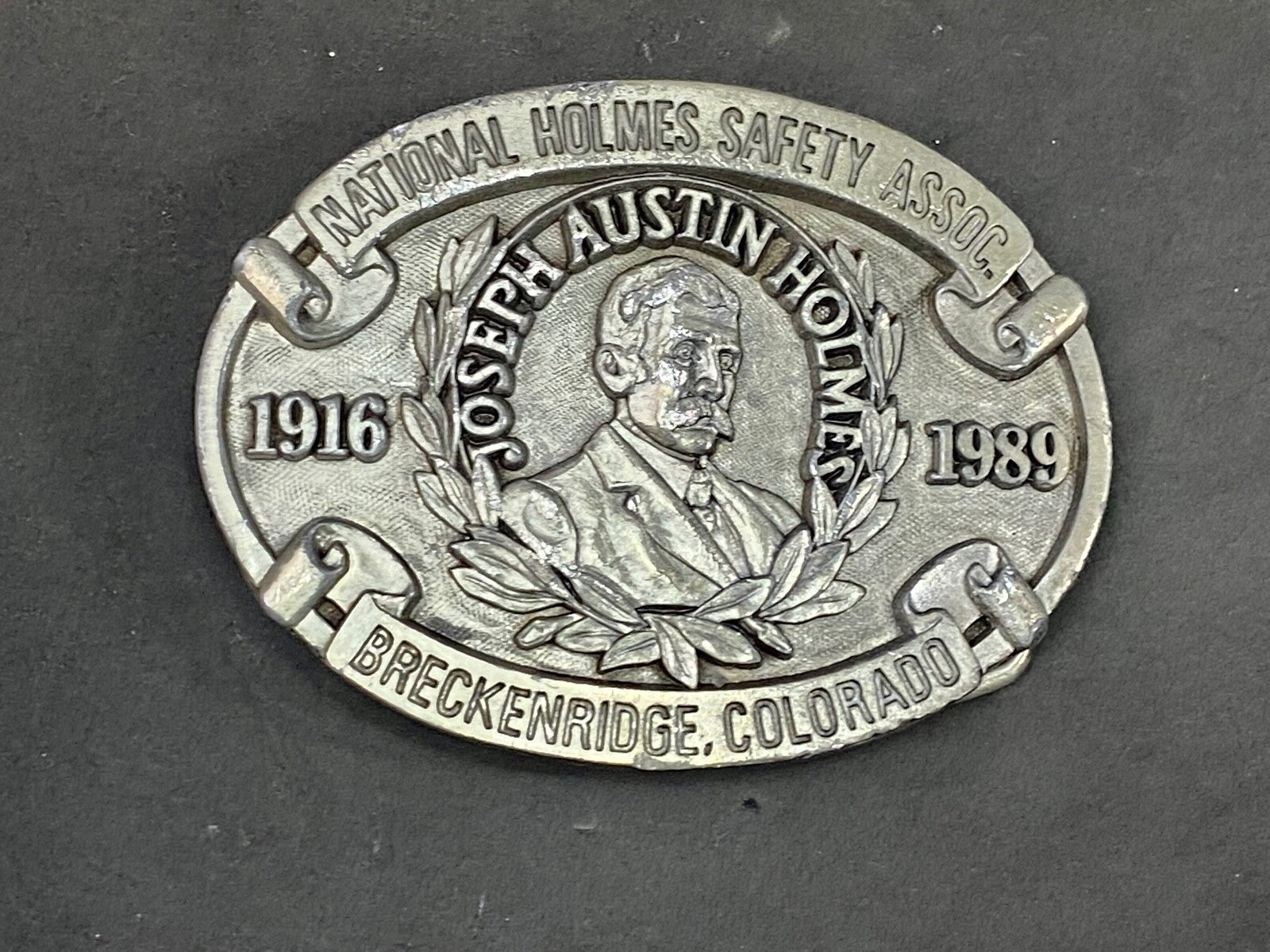 Vintage 1989 National Homes Safety Assoc  Breckenridge Co Belt Buckle By Fox 