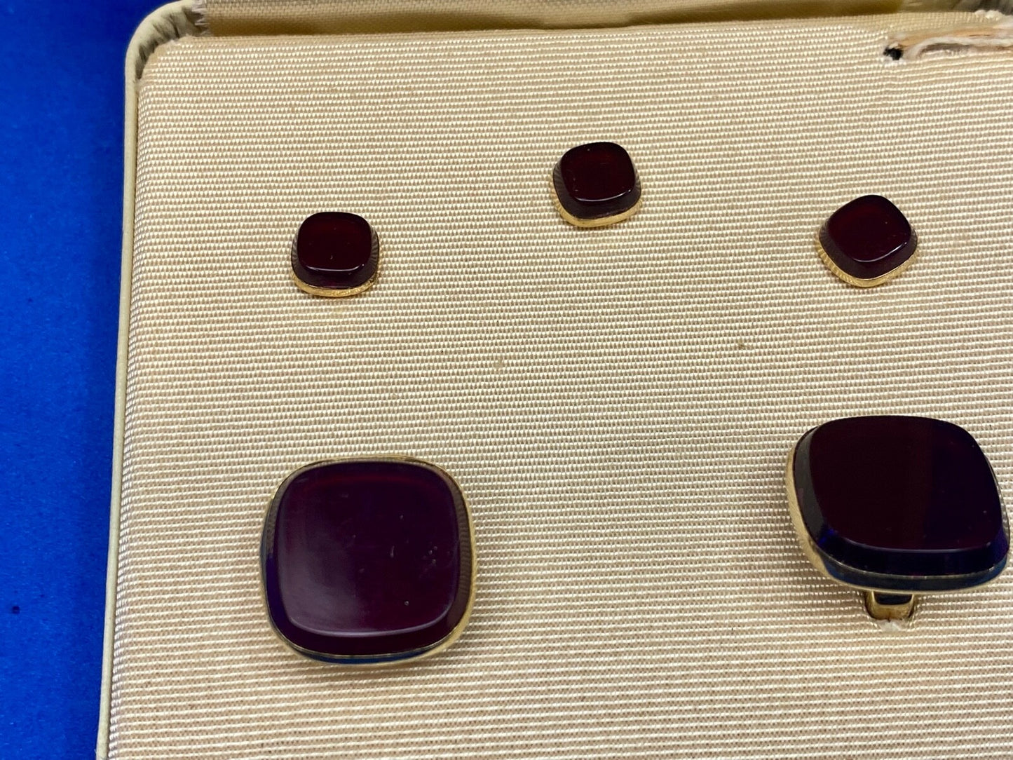 Vintage Hickok Large Pair Of Gold Tone - Black Face Cufflinks In Case 