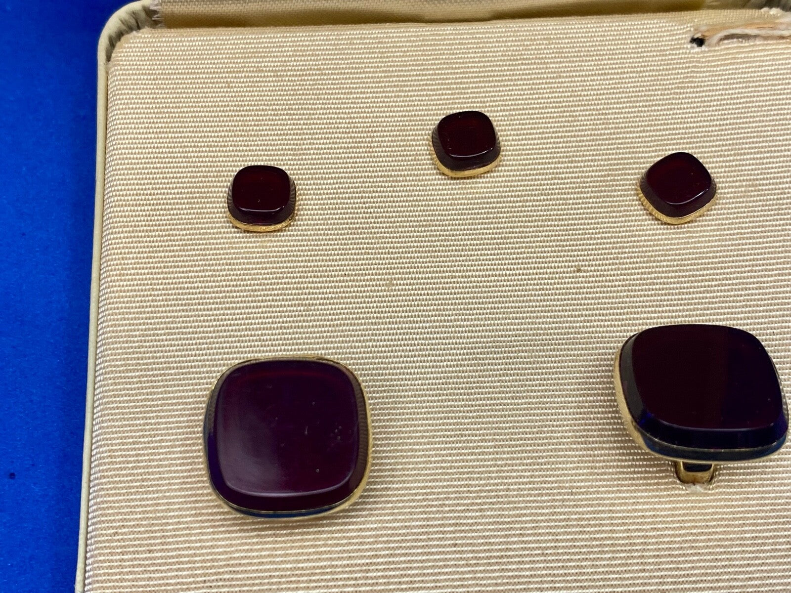 Vintage Hickok Large Pair Of Gold Tone - Black Face Cufflinks In Case 