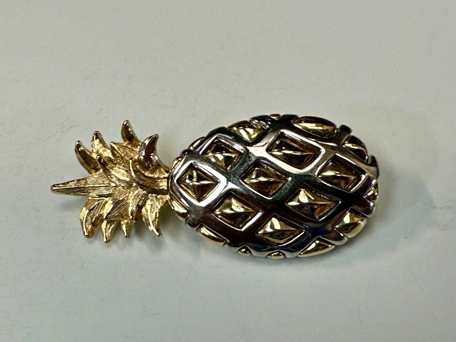 Vintage Jewelry Signed LC Silver & Gold Tone Pineapple