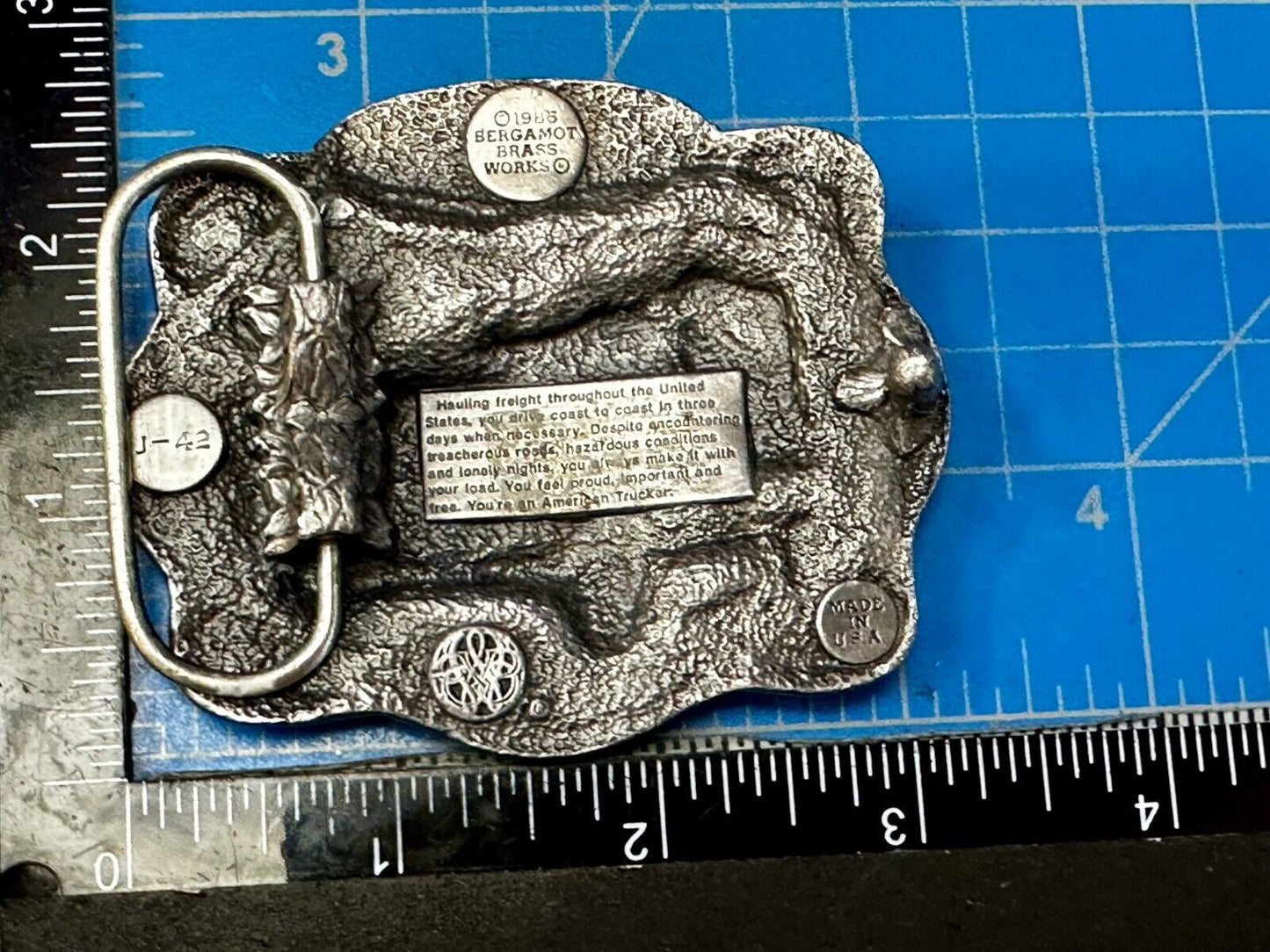 American Trucker Long Hauler Semi Drivers Big Rig Vintage 80's Belt Buckle