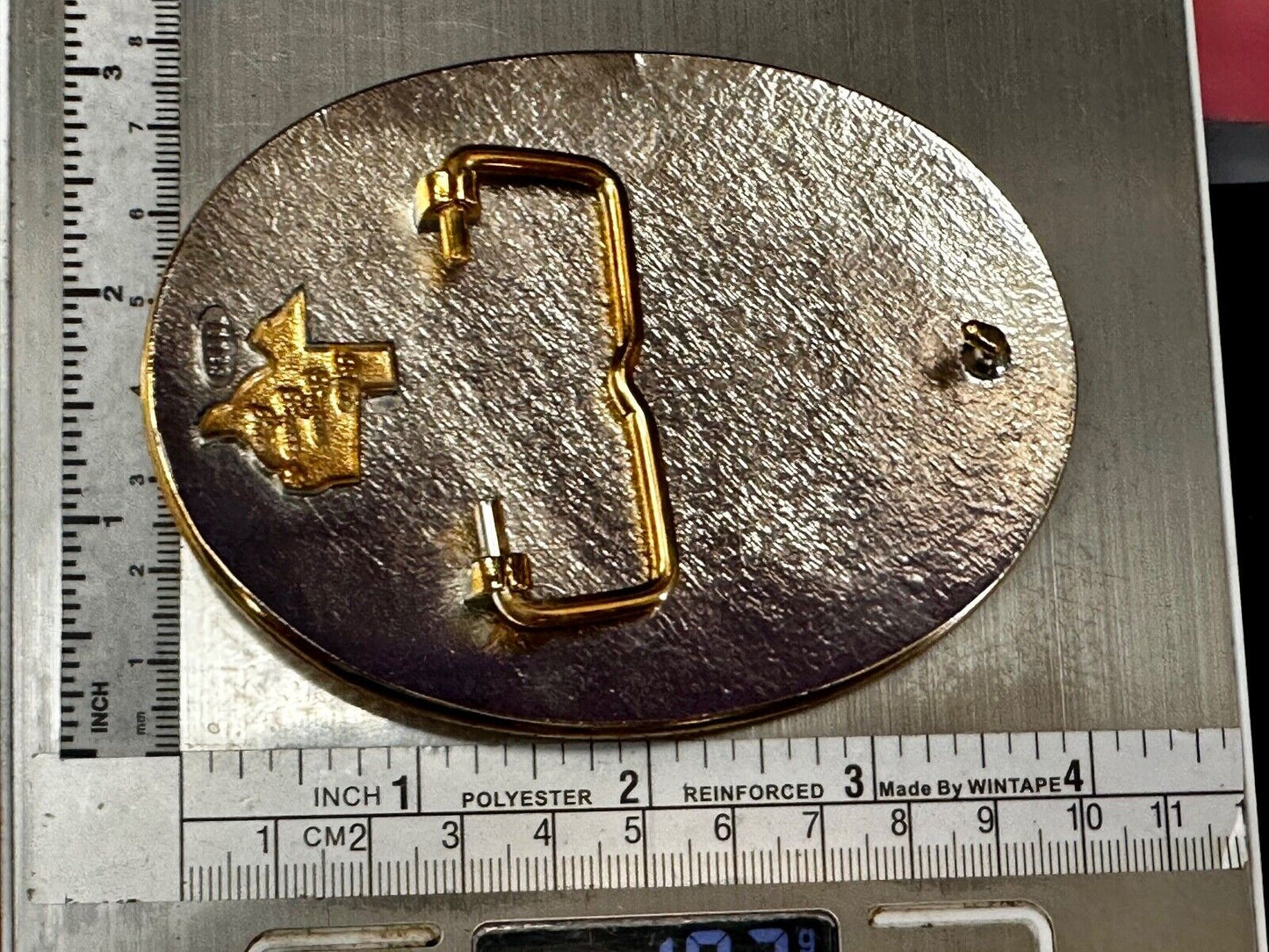 UA Company Logo Floral Flower Design Gold & Silver Tone Vintage Belt Buckle