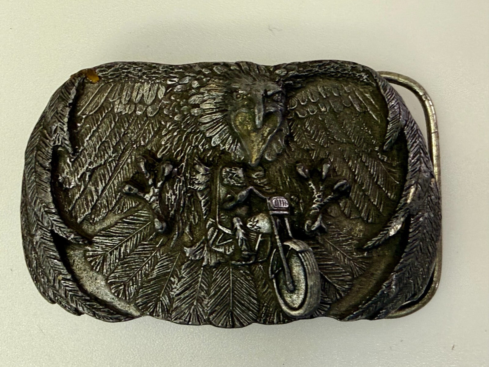 American Bald Eagle Motorcycle Biker Rider VTG 1980 Arroyo Grande Belt Buckle