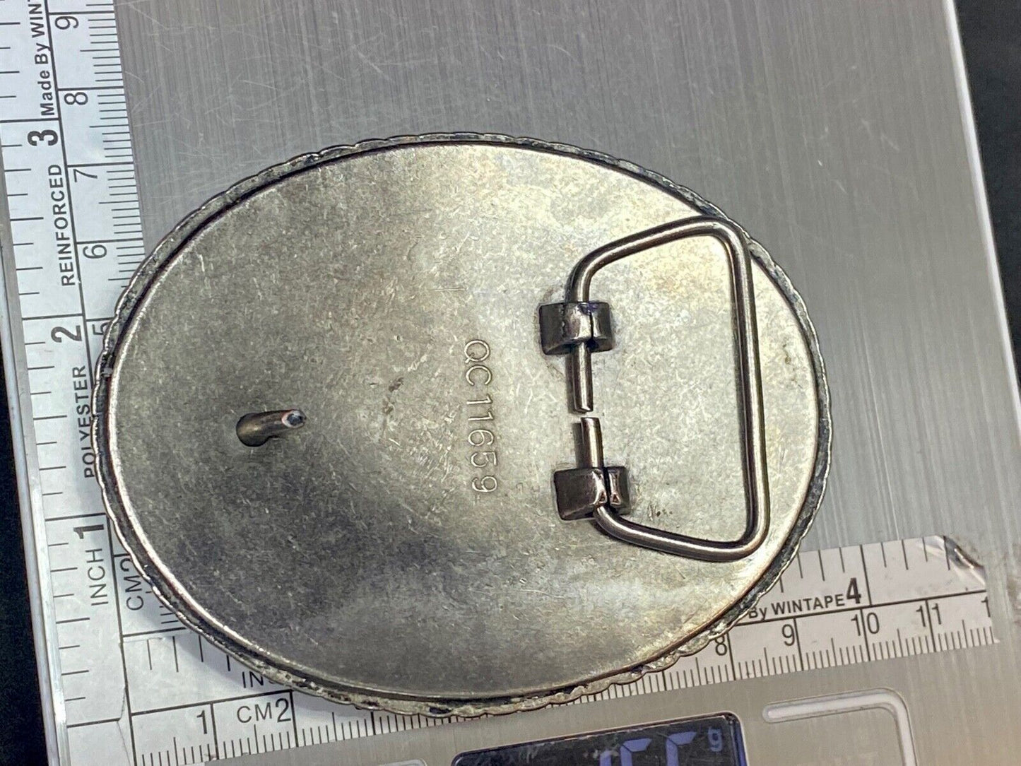 Unique Textured Silver Tone Metal Western Oval Belt Buckle 