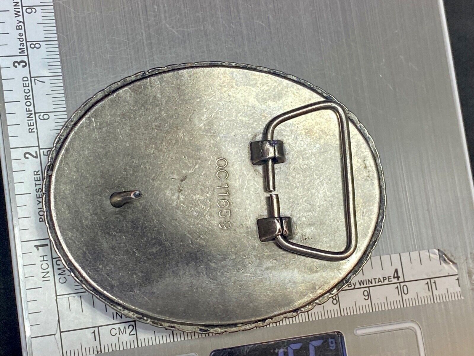 Unique Textured Silver Tone Metal Western Oval Belt Buckle 