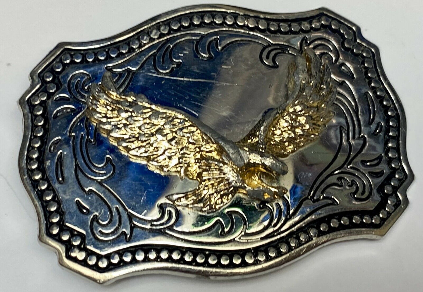 A Made Western Framed American Eagle - Hunting For Food Wings Wide Belt Buckle
