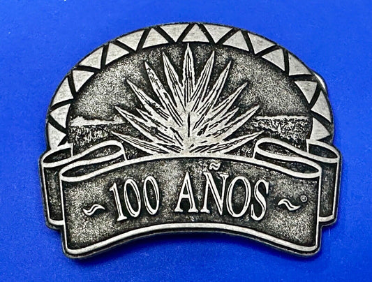 100 Anos (Years)  Tequila Belt Buckle Southwestern Design Advertising Promo