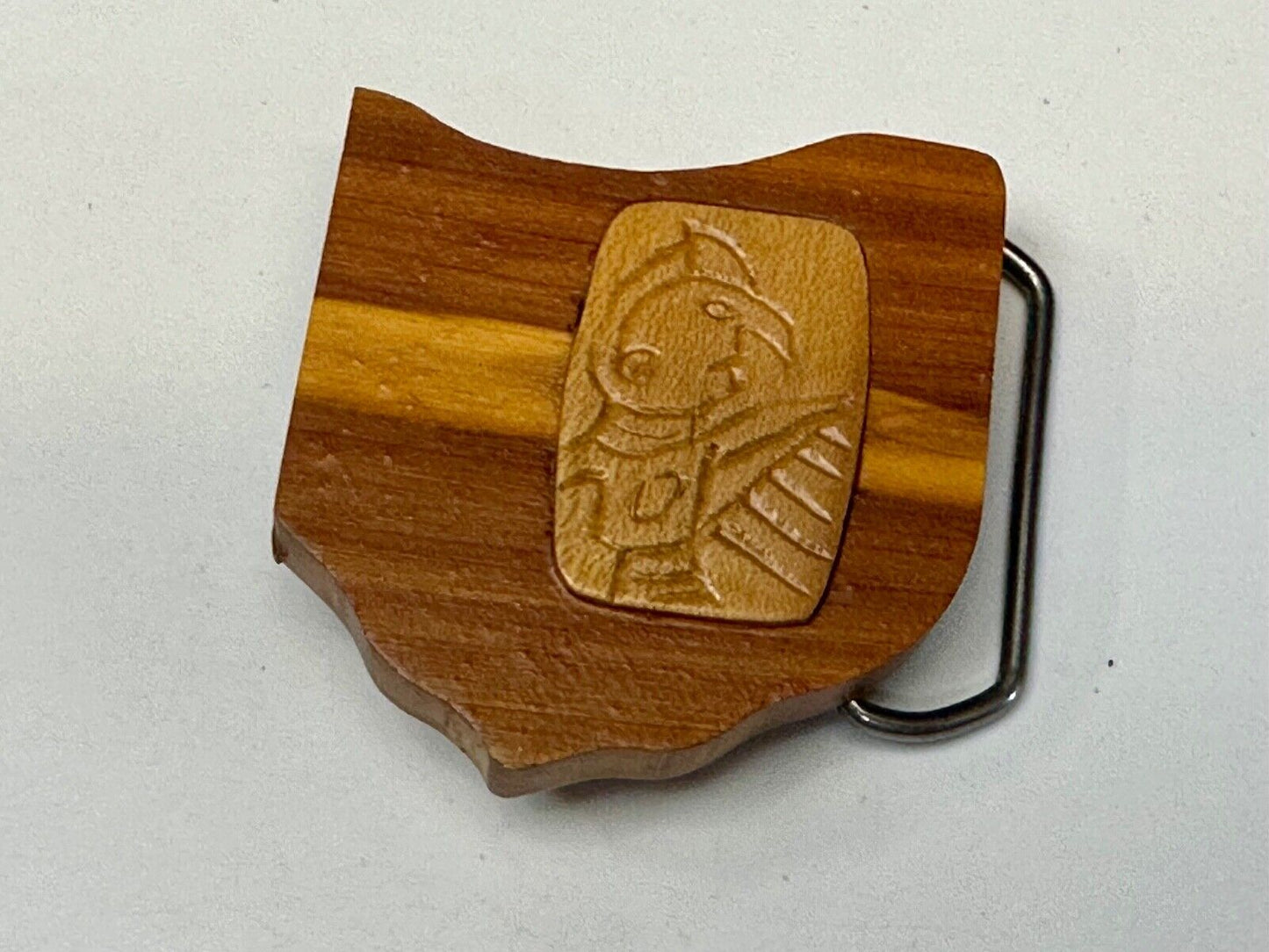 Artisan OHIO state cutout Custom Project wood Belt Buckle Sports fan?
