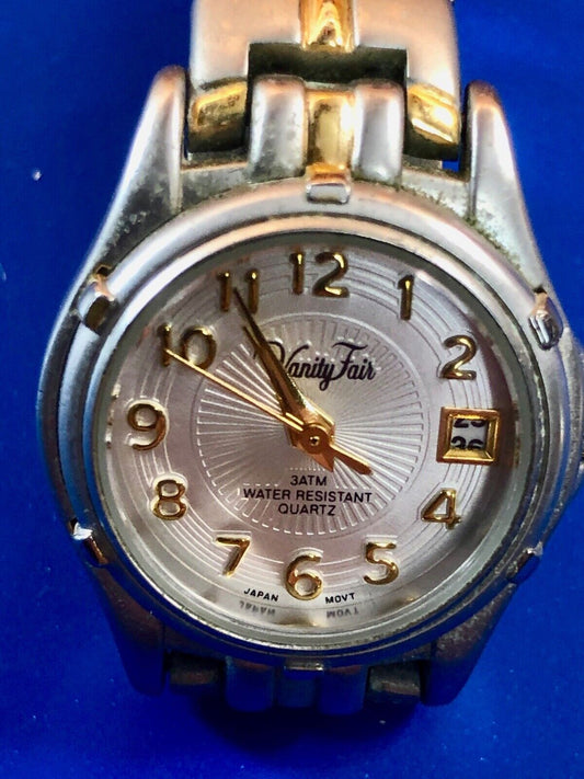 Vanity Fair 3 Atm Quartz Women's Ladies Watch With Date  - New Battery! 
