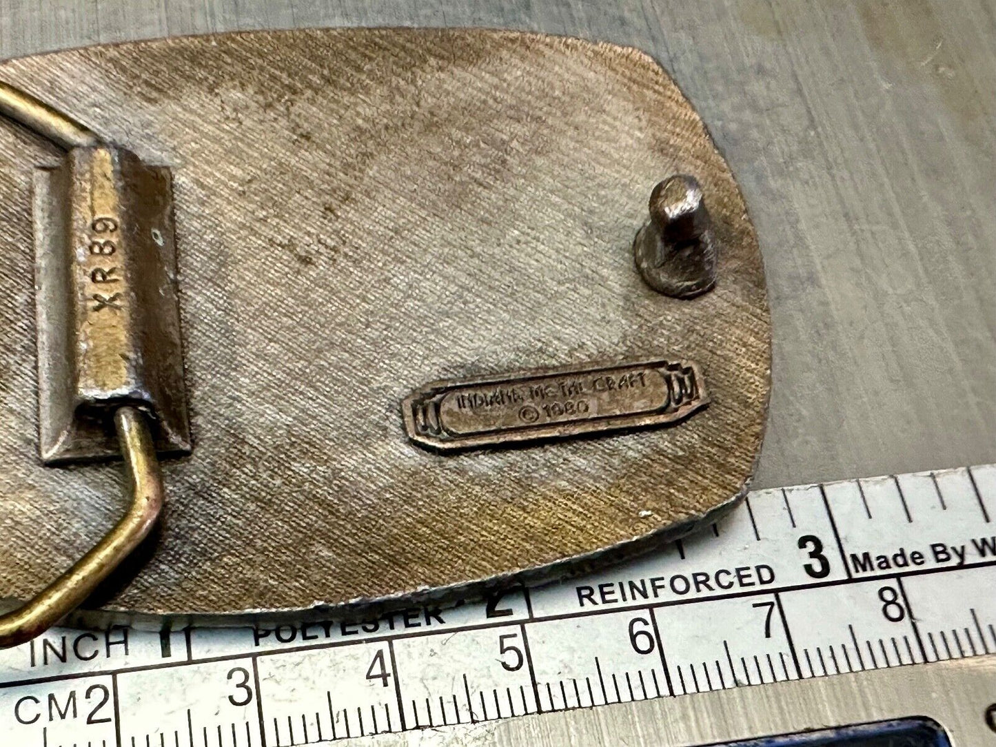United States Navy Vintage Military 1980 Indiana Metal Craft belt buckle KR-89