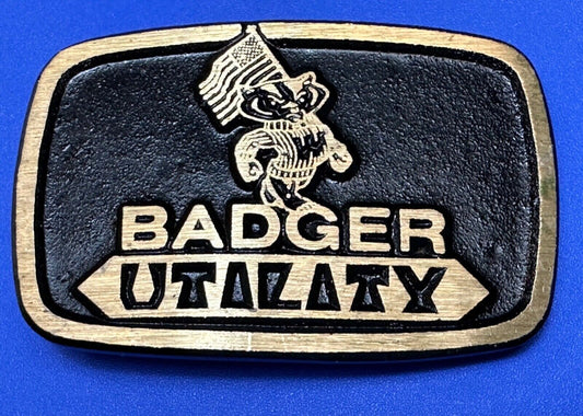 Vintage Badger Utility Wisconsin Power Company Brass Dynabuckle belt buckle