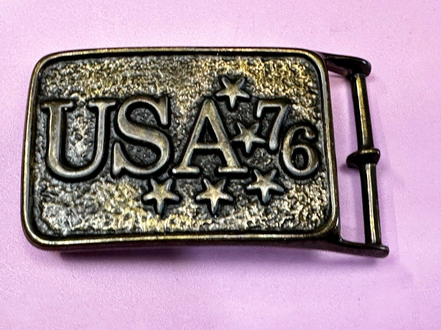 USA 76 Patriotic American Bicentennial Celebration Stars & Stripes Belt Buckle
