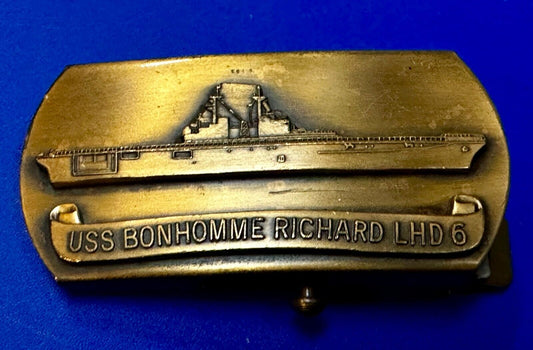 USS BonHomme Richard LHD-6 Assault Ship United States Navy Brass Belt Buckle