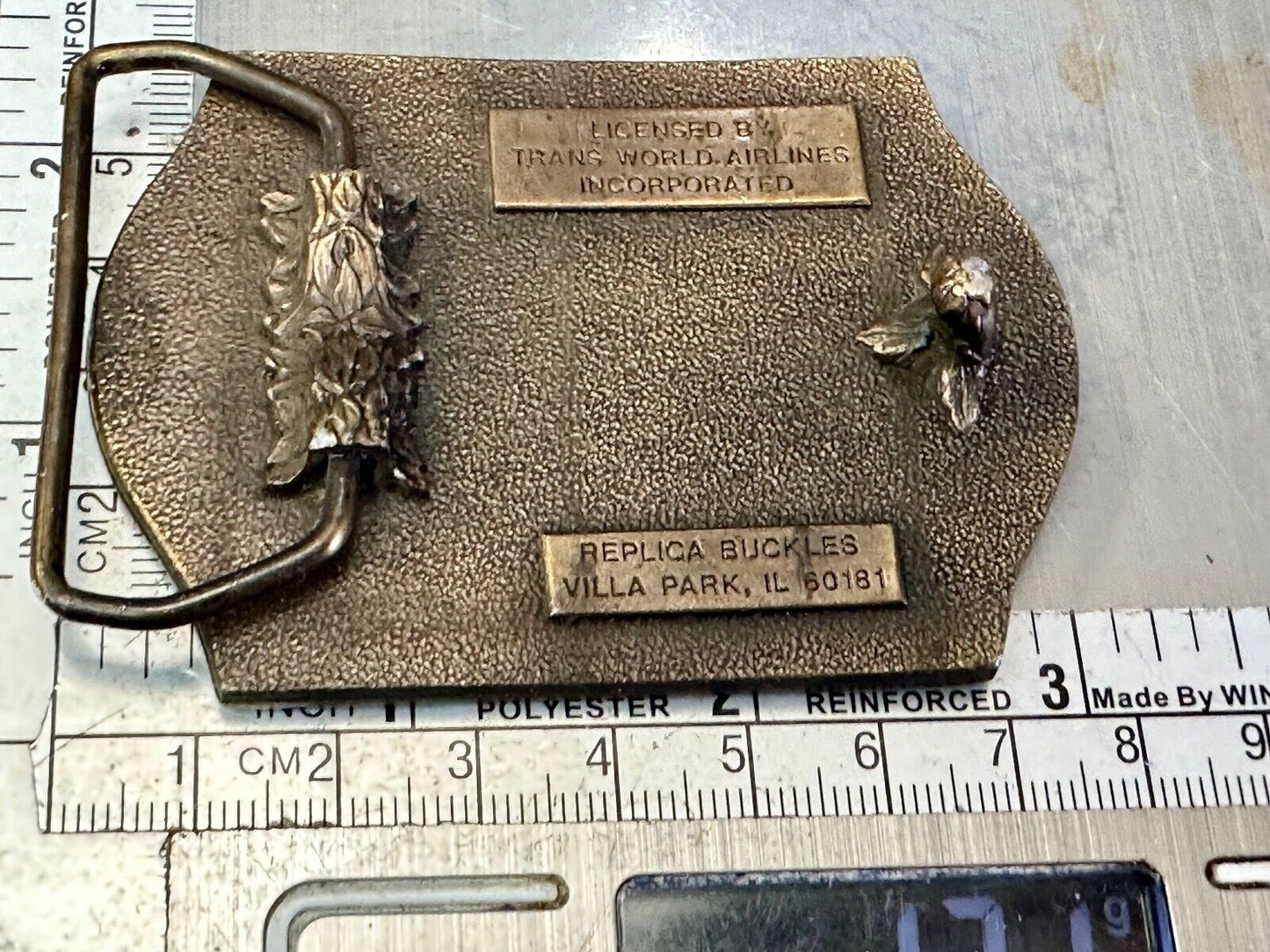 TWA Indian Head logo Transcontinental & western Airlines Air Inc belt buckle