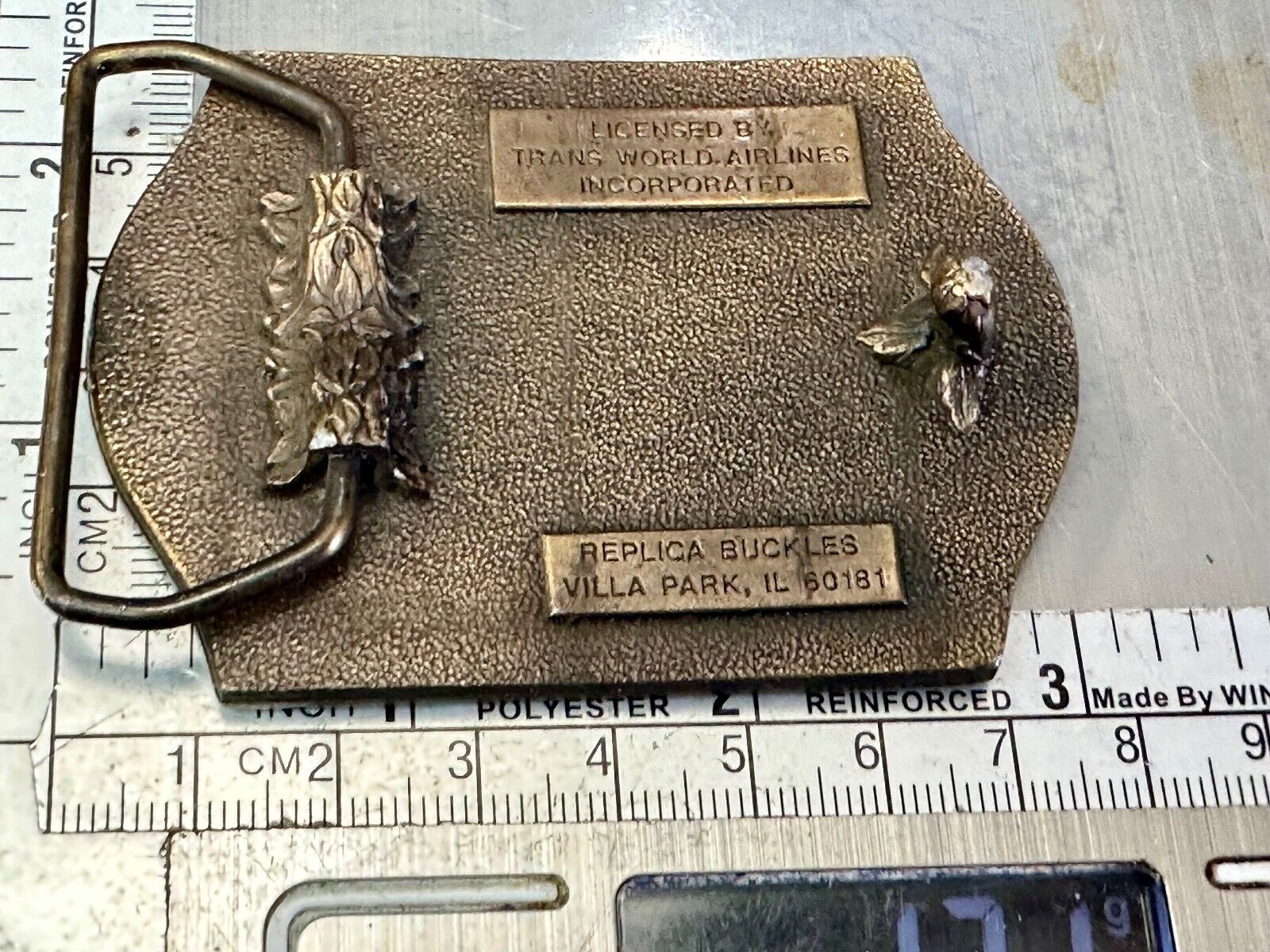 TWA Indian Head logo Transcontinental & western Airlines Air Inc belt buckle