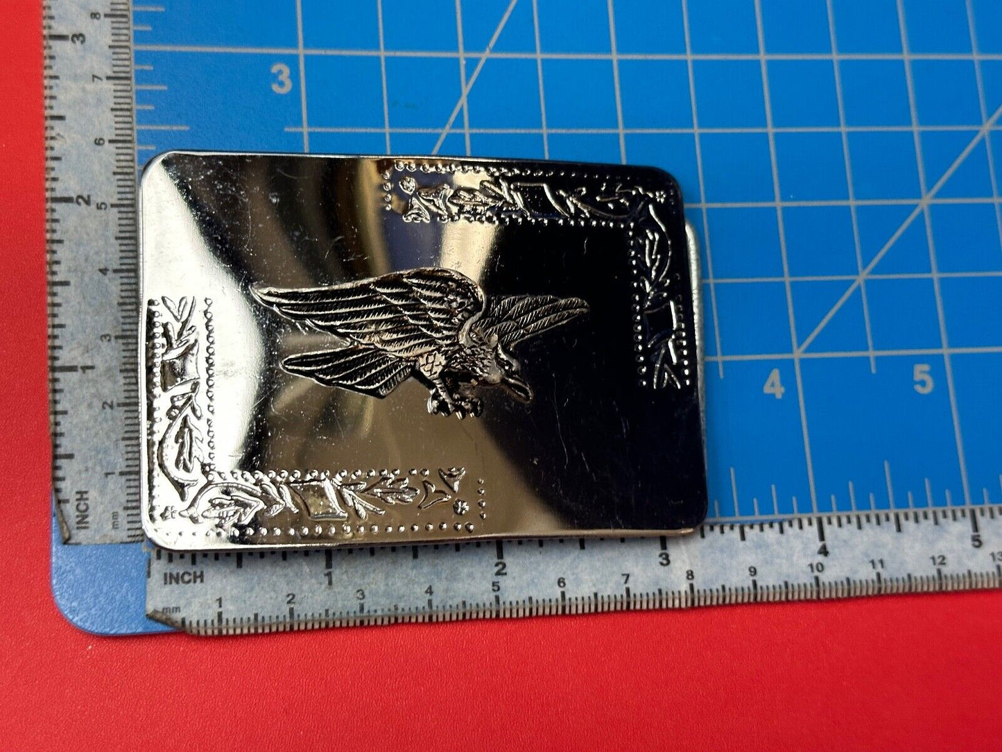 Vintage Hunting Flying Majestic Eagle on western mirrored two tone belt buckle
