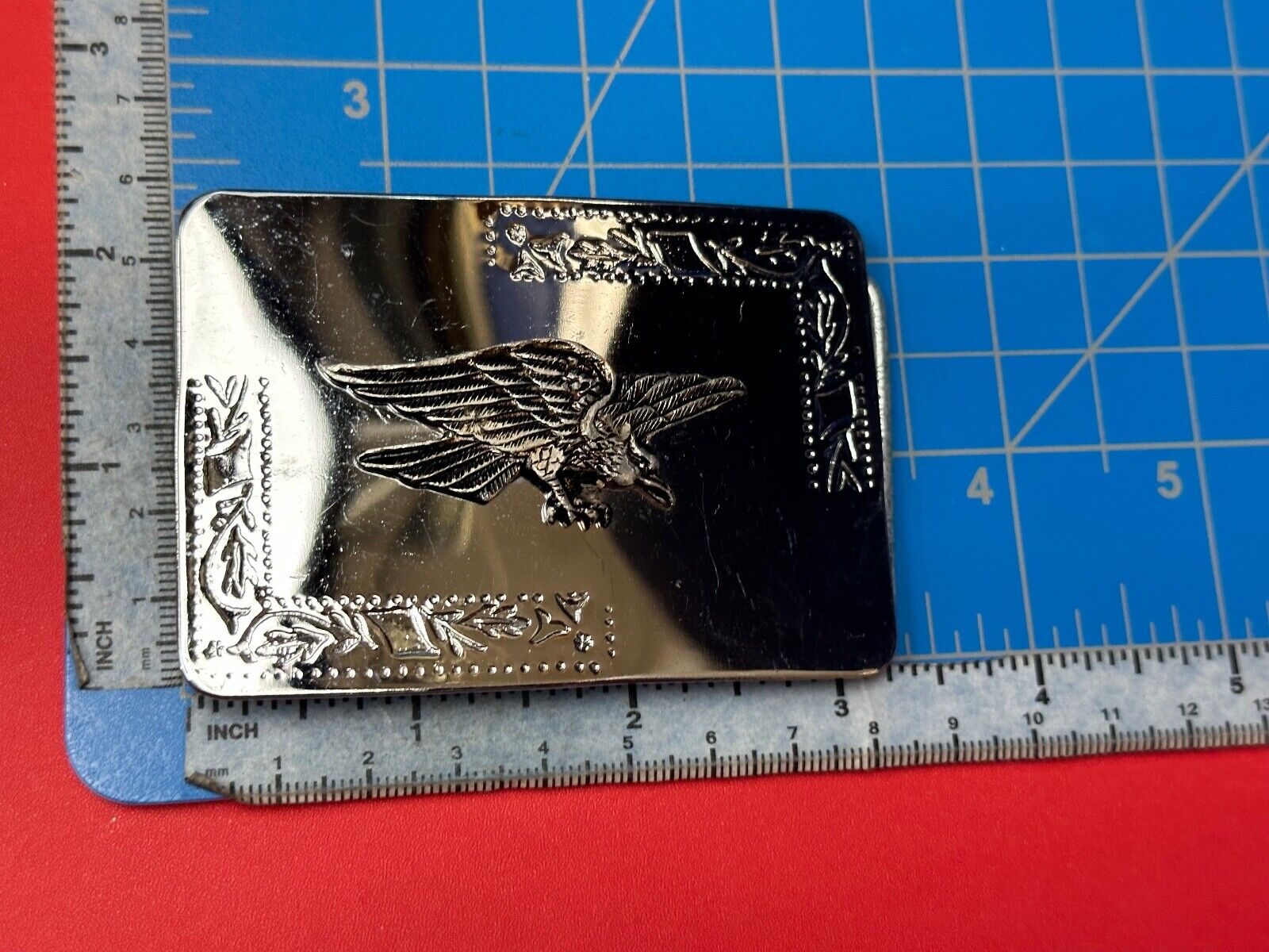Vintage Hunting Flying Majestic Eagle on western mirrored two tone belt buckle
