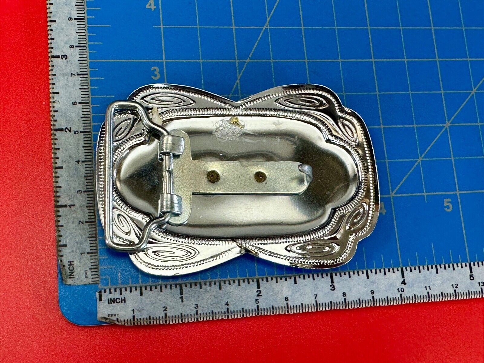 Beautiful NOS Horse head / lucky horseshoe -  two tone reflective belt buckle
