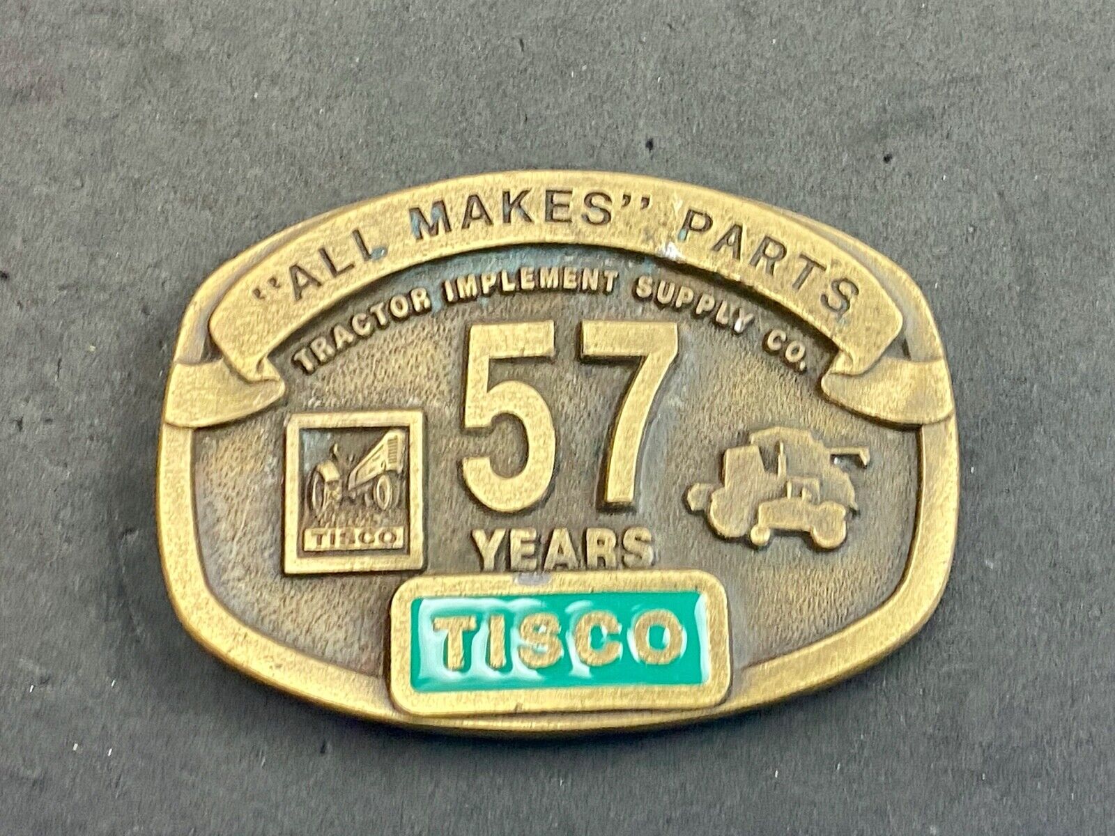 Tisco Tractor Implement Supply 57 years Spec Cast Brass Belt Buckle series 5